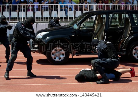 NOVI SAD-JUNE 23:Intervention unit of the Serbian police in action,\