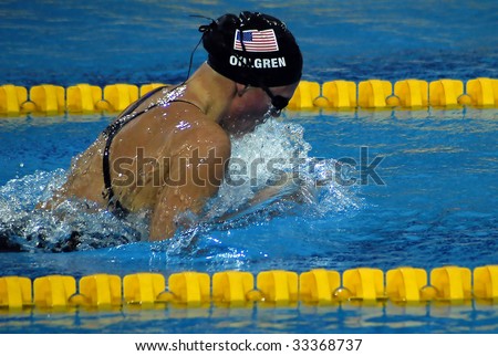 BELGRADE - JULY 7, 25th UNIVERSIADE - Swimming Women\'s 200m Individual Medley Semifinals First places are Ohlgren Ava (USA) with 2:13.23 July 7th 2009 in Belgrade, Serbia