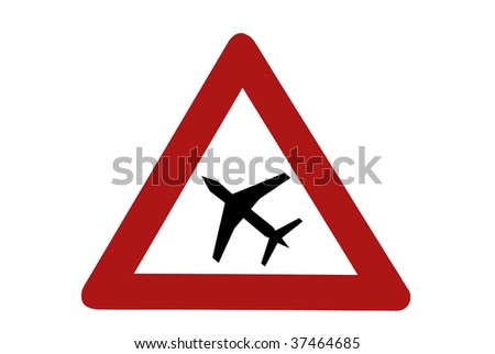 Airport street sign opposite white background