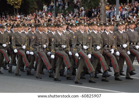 BELGRADE - SEPTEMBER 11th:Promotion of new Serbian army officers,March of new Serbian officers ,September 11, 2010 in Belgrade, Serbia
