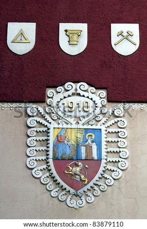 Detail of City Hall in Subotica with Masonic symbols