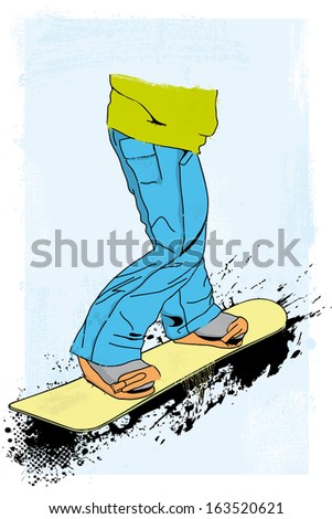 grunge styled snowboarder illustration