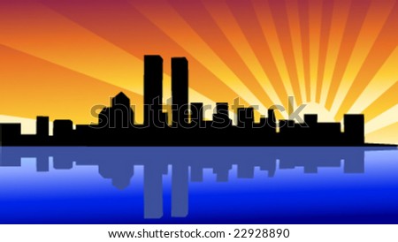 new york city skyline outline. stock vector : New York City