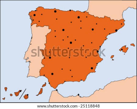 blank maps of spain. map of spain with border,