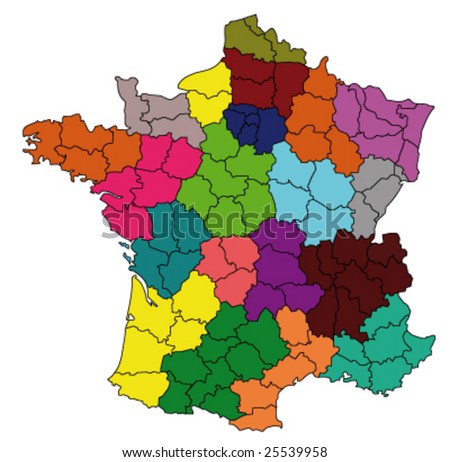 departments of france map. colored map of france with