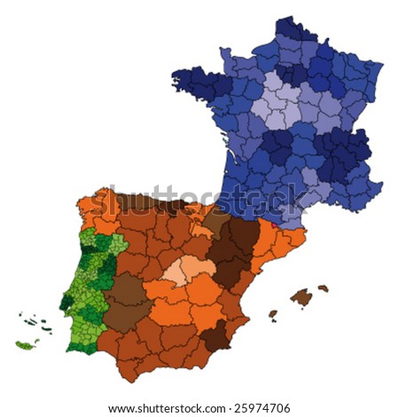 physical maps of spain. map of spain and france