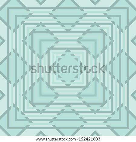 An abstract seamless pattern using pale cool colors with diamond and square shapes.