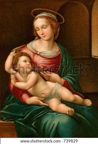 PICTURES - PAINTINGS - Page 2 Stock-photo-madona-and-christ-child-an-early-s-vintage-greeting-card-illustration-reproduced-from-an-739829