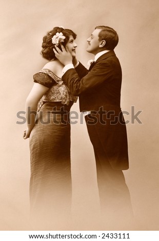 Victorian romance - couple in love - circa 1915 photograph
