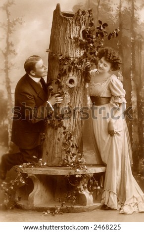 Victorian romance - couple in love - circa 1912 - compare to hand-tinted image number 2450259