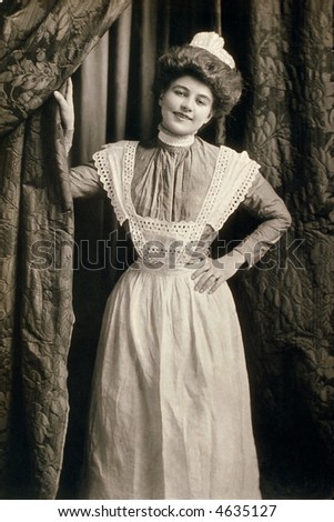Nurse or maid announces birth of baby - circa 1915 vintage photo