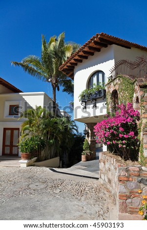 Elements of traditional and modern mexican architecture, Puerto Vallarta, Mexico