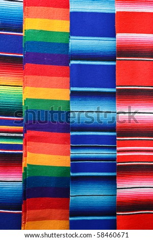 Bright colorful background of mexican blankets