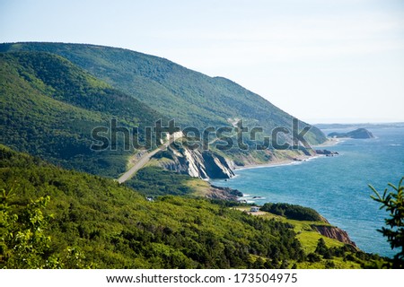 A beautiful view of the Cabot Trail in summer.