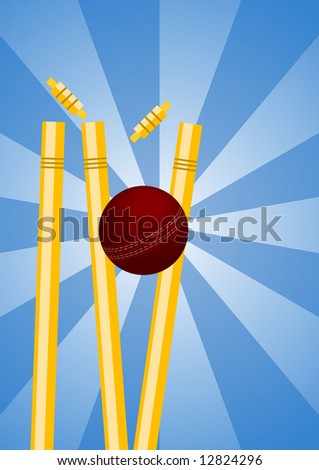 cricket ball and stumps. stock photo : Cricket ball