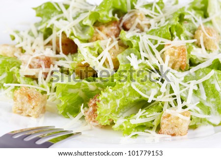 The Caesar salad prepared on the classical recipe