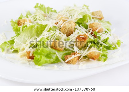The Caesar salad prepared on the classical recipe