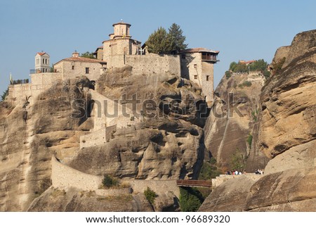 Greece, the monastery complex of Meteora.  The Holy Monastery of Varlaam