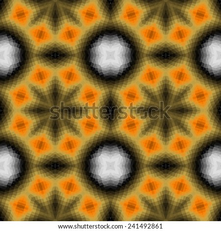 Decorative background tile in contrasting mosaic shape in yellow, orange, black and white colors
