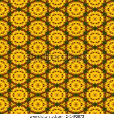 Fine patterned background tile with yellow floral motif on dark area