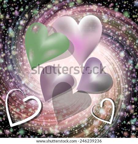 Fantastic abstract image Heart on a trip in space with nova explosion on background