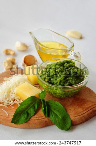 Photo of Italian pesto sauce ingredients