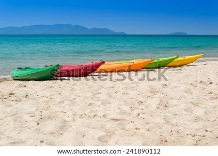 Colorful kayak on the tropical beach in Thailand