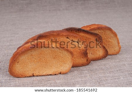 Bread crumbs on a linen background