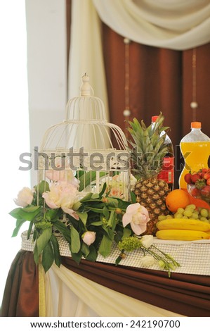 Beautiful decoration for the wedding table on the nature
