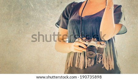 Vintage Filter, girl with antique camera