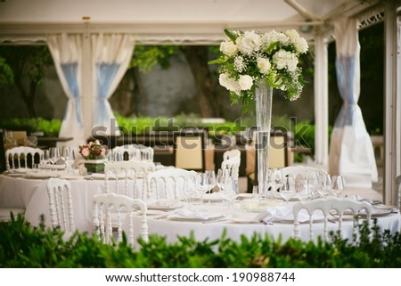 vintage filter, wedding preparations restaurant