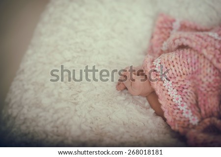 Photo of newborn baby feet, cross processing