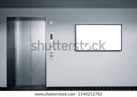 Blank screen sign on wall Indoor Building with elevator