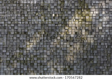 Square tiles background with water