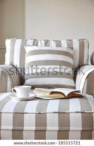 Living room sofa with coffee and book home interior