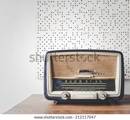 Retro Radio on wooden table