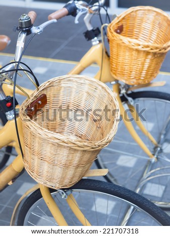 Vintage bicycle with basket, Ecology urban transportation
