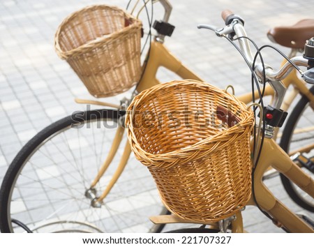 Vintage bicycle with basket, Ecology Urban  transportation concept