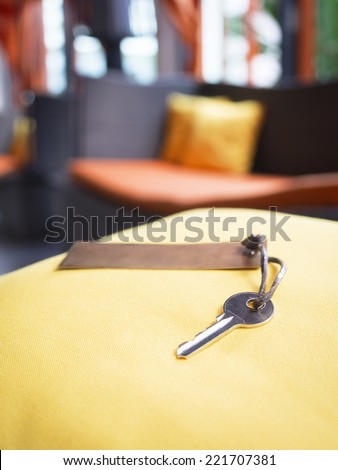 room key rental property with home interior background