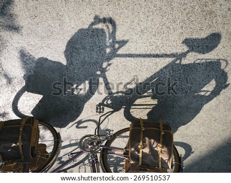 Vintage bicycle shadow art abstract background