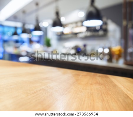 Table top with Blurred Kitchen interior background