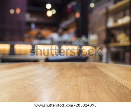 Blur bar restaurant with Table top counter