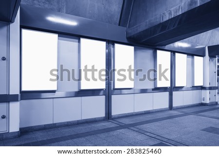 Blank Vertical big Neon box Poster template Sign in subway station