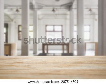 Table top counter bar with Interior Loft space background