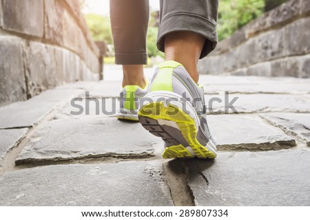 Woman Walking on trail Outdoor Jogging exercise