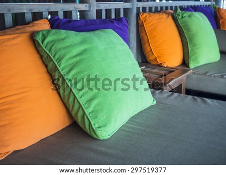 Colorful Pillows on Sofa in Living room indoor