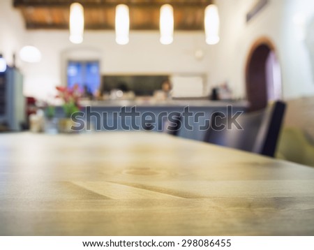 Table Top counter with Restaurant Counter Bar cafe background