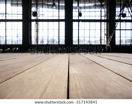 Table top counter bar with Interior Industrial Loft space background