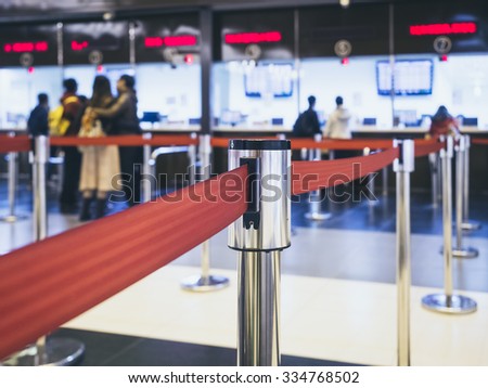 People buy ticket at Ticket Booth in Train Station Travel Transportation concept