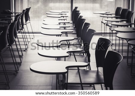 Lecture room with empty seats Business seminar education